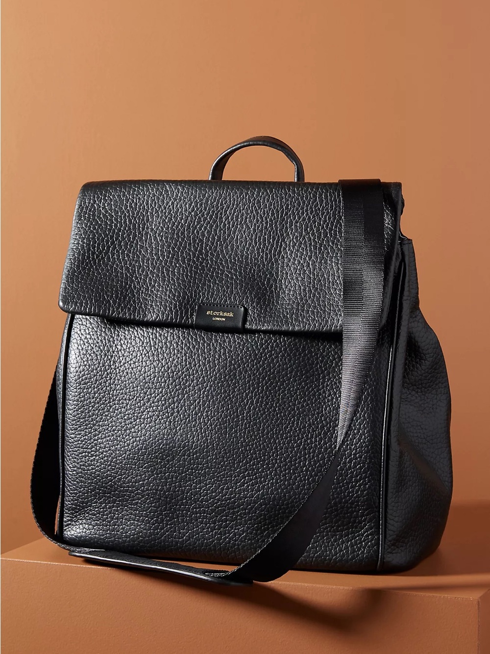 Storksak London Pebbled Leather Convertible Diaper Bag Backpack Maternity Baby
